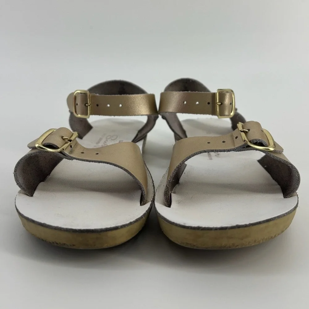 Salt Water Sandals Sun-San Surfer Metallic Gold Leather Kids Size 12